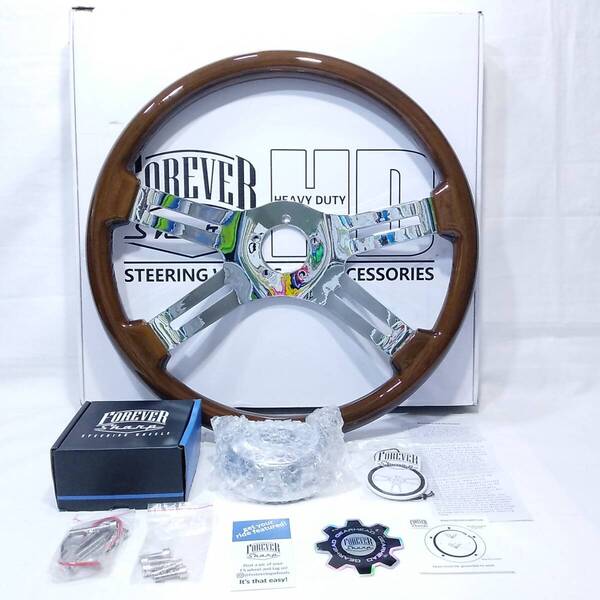 【未使用】 45cm フォーエバーシャープ ウッドステアリングホイール(18インチ/45/ウッド/ステアリング/ハンドル/FOREVER SHARP/トラック)