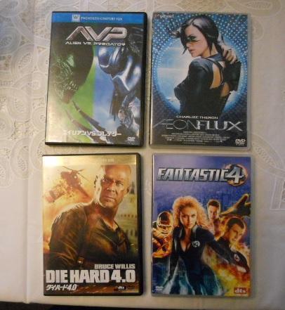 DVD 4本セット AVP :エイリアンVSプレデター イ-オンフラックス ダイハード4 ファンタスチック4