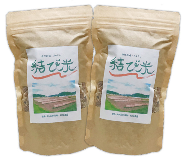 自然栽培 天日干し 結び玄米 雑穀ミックス 600g(300gX2袋)★無肥料・無農薬・自家採取★自然のエネルギーとぬくもりの心に育まれた(*^^*)