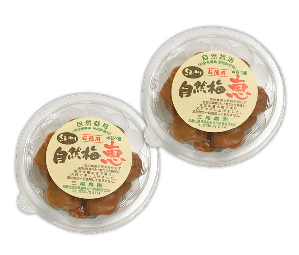 紀州自然梅「恵」お徳用 400g(200gX2個)★無肥料・無農薬の究極の自然栽培★無添加・無着色★古くからある和歌山の優良品種♪大粒果肉♪