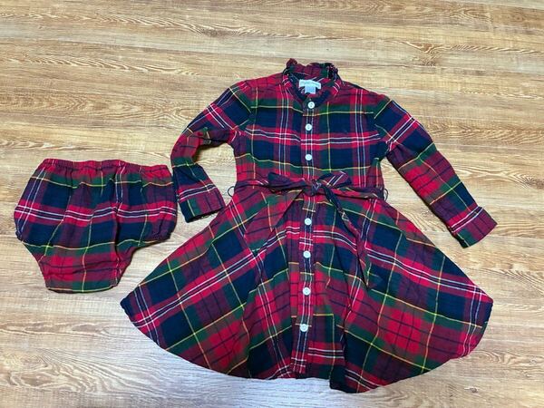 ラルフローレン 長袖ワンピース 18M 85センチ 80 90 パンツ付き チェック柄 キッズ 子供服 女の子女子 ベビー服