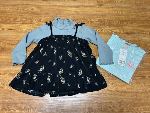 プティマイン 長袖カットソー 100センチ トップス キッズ 子供服 女の子女子 未使用 半袖Tシャツ 110センチ 2枚セット