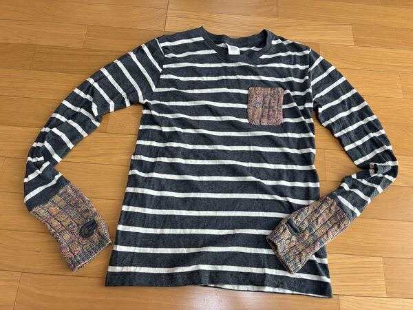 グラニフ 長袖Tシャツ メンズ サイズS トップス ボーダー ロンT カットソー 指穴 ユニセックス レディース