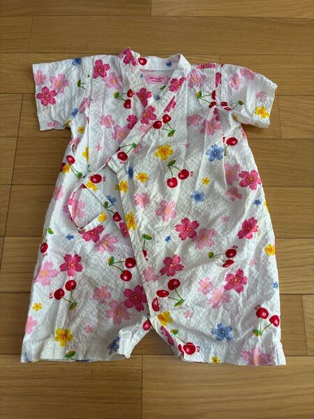 ミキハウス 甚平 サイズS 60~70 甚平風ロンパース キッズ ベビー服 夏祭り ホットビスケッツ