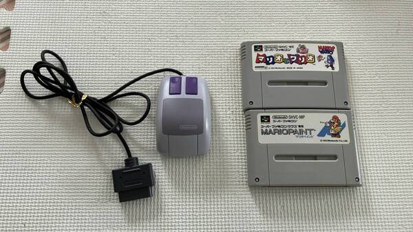 25-0531 ジャンク動作品 スーパーファミコン マウスソフトとマウスセット マリオペイント マリオとワリオ