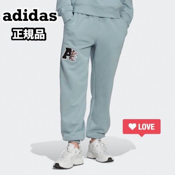 adidas アディダスオリジナルス ディズニー ミッキー コラボ スウェットパンツ ジャージ レディース ジョガーパンツ ブルー 刺繍 M