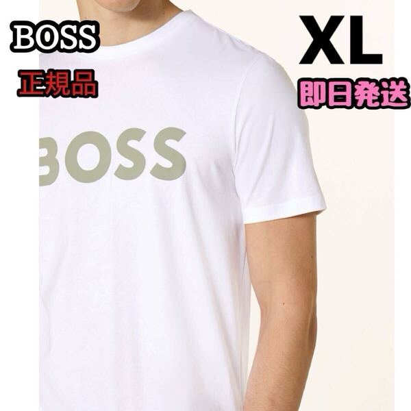 HUGO BOSS ORENGE ヒューゴボス オレンジ 半袖 Tシャツ メンズ ロゴT コットン クルーネック XL ホワイト 正規品 カジュアル 大谷翔平
