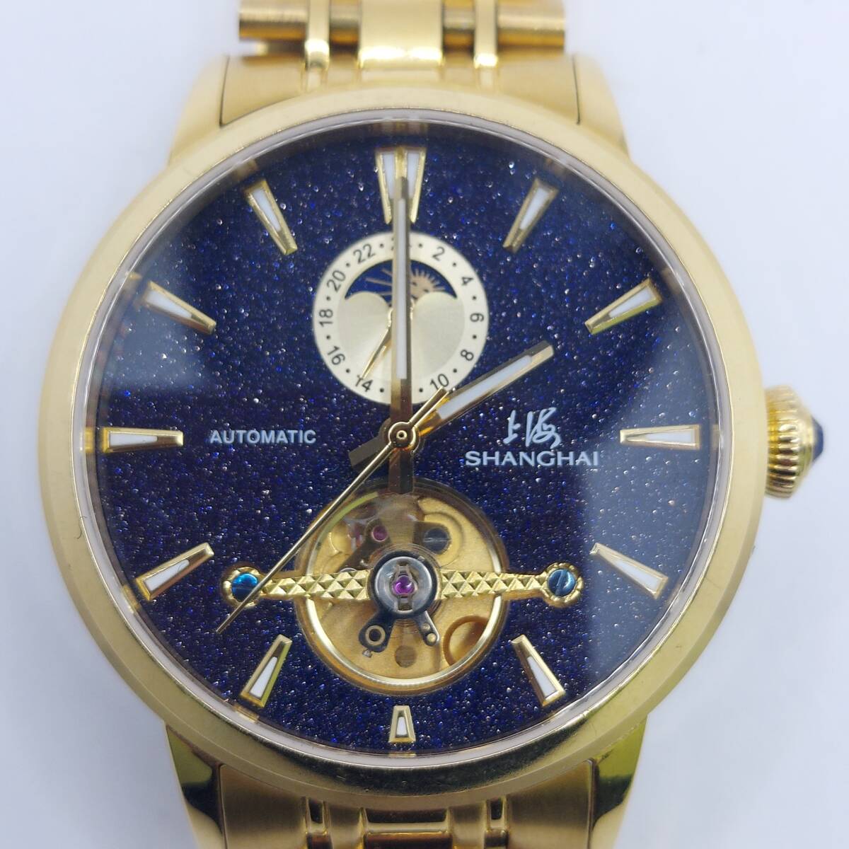 上海SHANGHAI 機械式自動巻き腕時計 ブラックダイヤル Shanghai-男性用時計,レトロなドレス腕時計,機械式腕時計,本物の