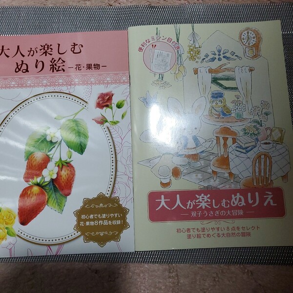 大人の塗り絵 うさぎ果物花