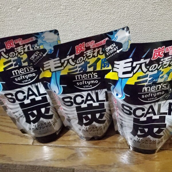 メンズ ソフティモ リンスイン スカルプシャンプー (炭)つめかえ 400ml×3個