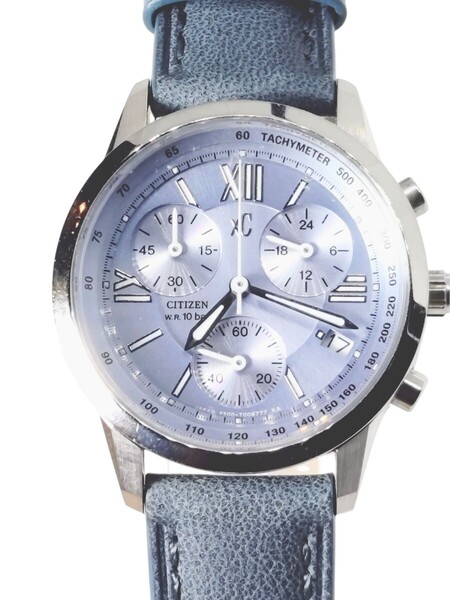 【電池 ベルト交換済】CITIZEN シチズン XC クロスシー F500-T002382 レディース クロノグラフ 中古動作品 ベルト社外品 本体のみ