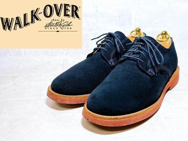 アメリカ製【美品】WALK OVER ウォークオーバー 上質 スエード プレーントゥ ネイビー 紺 US8.5(約26.5cm)USA製