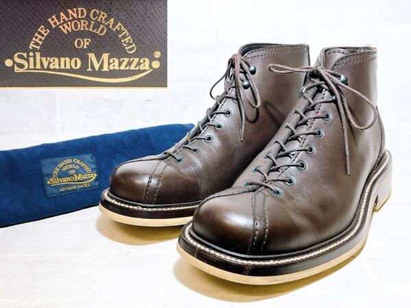 イタリア製【極美品】Silvano Mazza シルバノマッツァ 高級 モンキーブーツ 本革 レザー ダークブラウン 茶 UK6.5(約25cm)メンズ 紳士靴