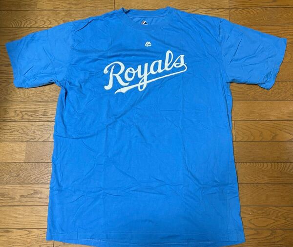 MLB KANSAS CITY ROYALS MEN’S SHORT SLEEVE T-SHIRTS (Majestic) size-2XL(着丈88身幅71) 中古 送料無料 NCNR