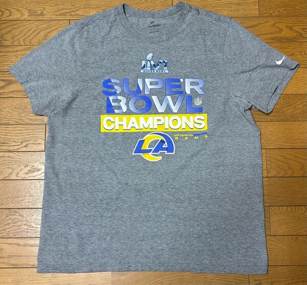 NFL LOS ANGELES RAMS SUPER BOWL CHAMPIONS MEN’S SHORT SLEEVE T-SHIRTS (NIKE) size-XL(着丈72身幅59) 中古 送料無料 NCNR