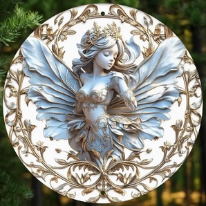 入荷!妖精39 華麗なドレスを纏って ブリキ/アルミ看板 ラウンド フェアリー