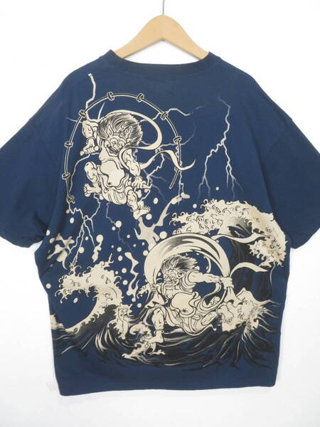 絡繰魂 風神雷神 半袖 Tシャツ 4L ★ XXXL メンズ 和柄 からくり 大きいサイズ 抜刀娘
