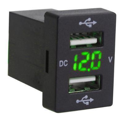 【新品】トヨタ ダイハツ Aタイプ USBポート グリーンLED 急速充電 電圧表示付 デュアルUSB(動作確認済み)