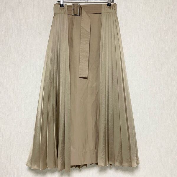 即決☆passions パシオーネ プリーツ ロング スカート 2way 38 美品 M ベージュ