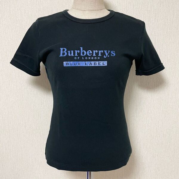 即決☆BURBERRY バーバリー ブルーレーベル ロゴ Tシャツ 半袖 ブラック M