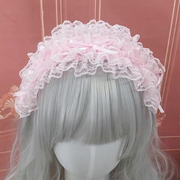 ピンク リボン レース フリル ヘッドドレス サブカル ロリータ 地雷 姫系 コスプレ コンカフェ 量産型 アイドル ゆめかわいい 原宿系 Y2K