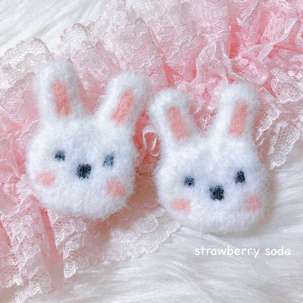 うさぎ ヘアクリップ 2個セット サブカル 量産型 コスプレ 原宿系 Y2K ロリータ コンカフェ ゆめかわいい 姫系 地雷 うさちゃん モコモコ