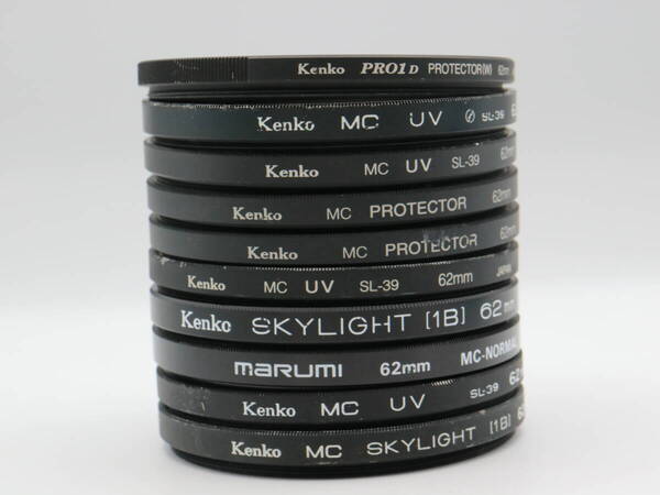 L1654【10点まとめ売り】62mm レンズフィルター 一眼レフカメラ Kenko PRO1D marumi ケンコー マルミ カメラ用 UV 保護