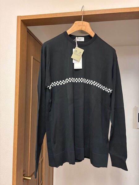 未使用 VAINL ARCHIVE × JOHN SMEDLEY シーアイランドコットン エストネーション 別注 海島綿 ラグジュアリーニット イギリス製 ブラック