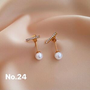 ピアス 耳飾り ゴールド シルバー パール アクセサリー 大人可愛い シンプル 結婚式 パーティー No.24