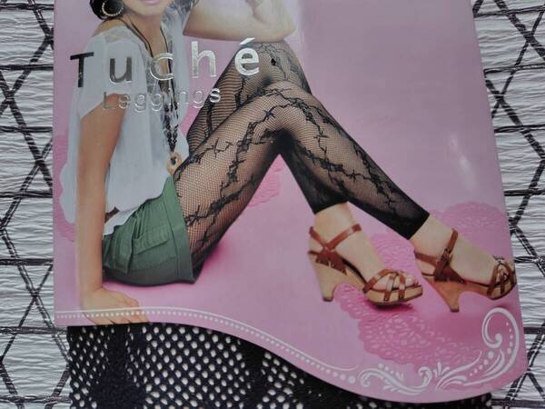 レア★GUNZE*Tuche*10分丈レギンス*フラワーダイヤ*柄入り*柄入りレギンス*新品*お洒落*網タイツ*黒*ブラック*M〜L*Mサイズ*Lサイズ*完売品