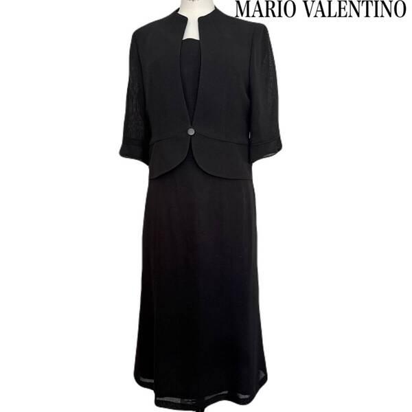 MARIO VALENTINO マリオ ヴァレンチノ 喪服 礼服 レディース ブラックフォーマル ジャケット 一体型 アンサンブル ワンピース 9AR 前開き