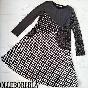 ★ OLLEBOREBLA アルベロベロ オレボレブラ ぶたさんモチーフ ドット柄 チュニック ワンピース 長袖 ブラック 美品 ★