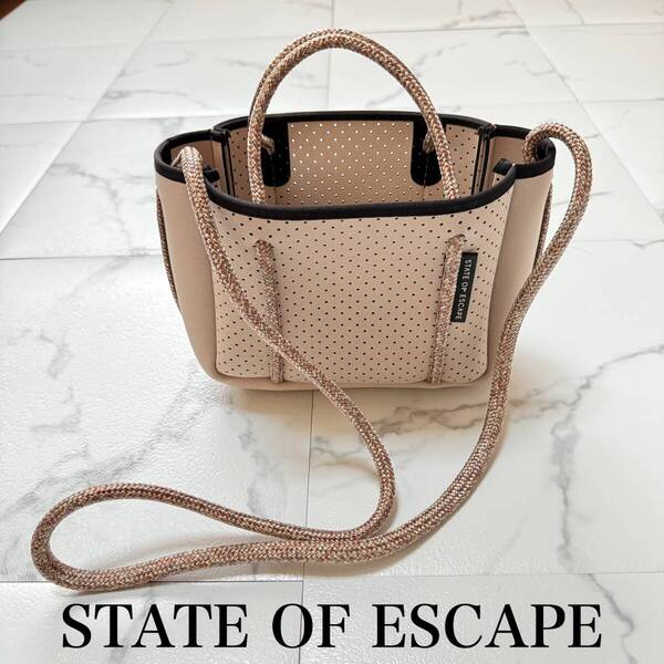 ★ STATE OF ESCAPE ステートオブエスケープ マイクロ ストーン stone ベージュ ネオプレン ショルダーバッグ 2WAY バッグ 定価39.600円