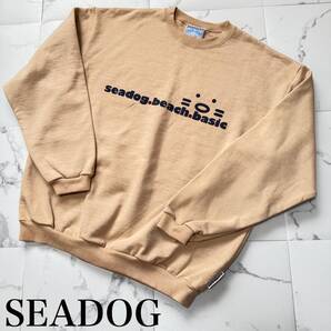 ★ SEADOG 湘南老舗ブランド シードッグ スウェット トレーナー ベージュ 両面 ロゴ バッグロゴ サイズ 3 日本製 ★