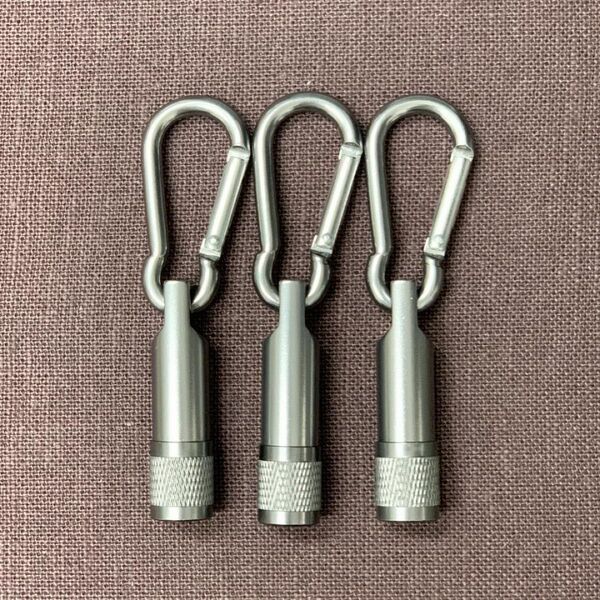カラビナ 付き LEDライト キーホルダー ★ シルバーグレー ★ お得 3本セット