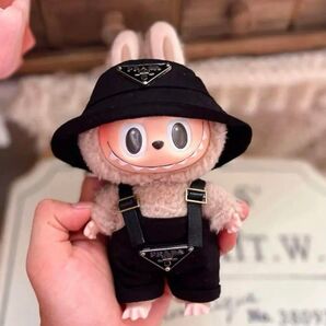labubu ラブブ 17センチぬい服 着ぐるみ オーバーオール 黒