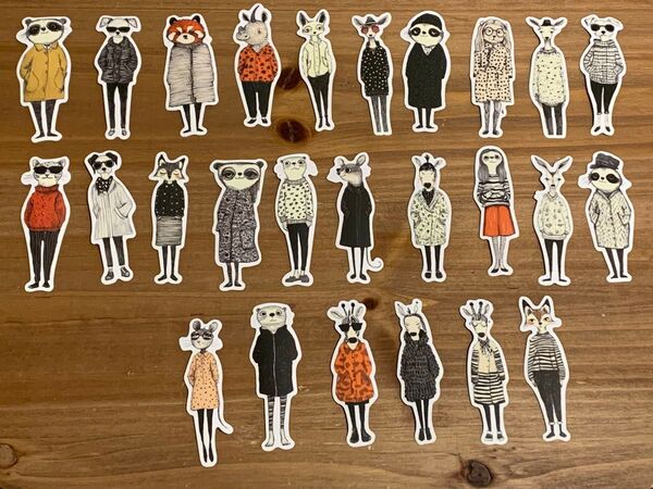 おしゃれな動物 フレークステッカー 26枚 未使用品 アニマルステッカー 小物装飾など