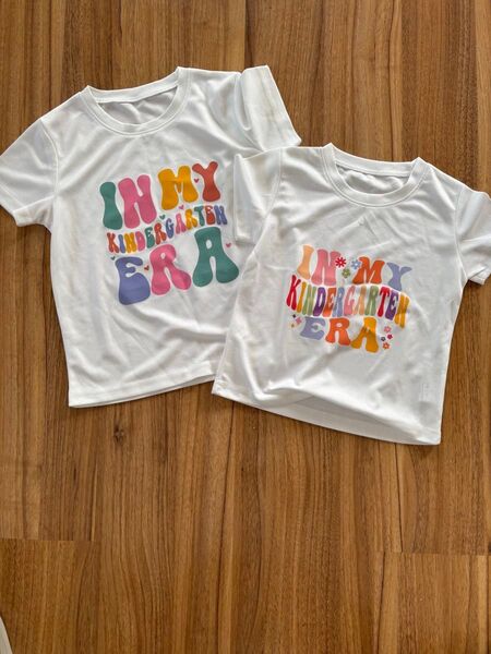 ガールズキッズTシャツ 2枚セット 半袖 白 トップス 120 100 姉妹コーデ
