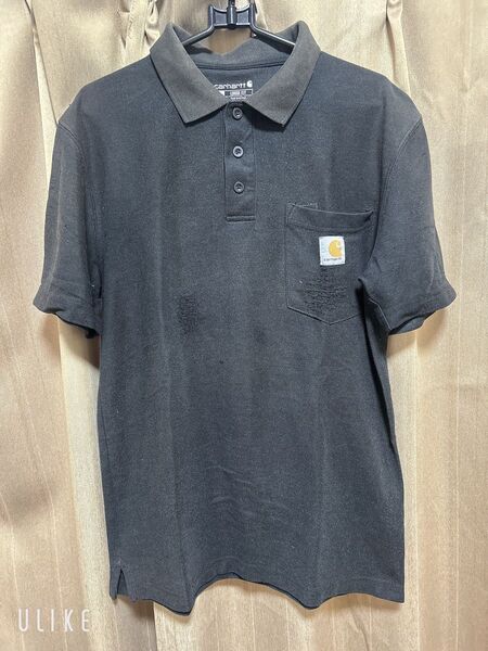カーハート Carhartt ポロシャツ 黒 ブラック 作業着 作業服 半袖ポロシャツ 鹿の子 半袖 M~L程度