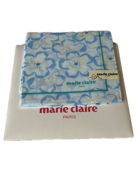 marie claire PARIS ハンカチ 水色 花柄 未使用