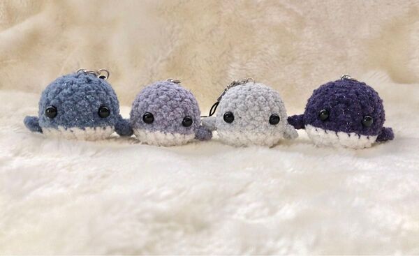 くじら あみぐるみ 4個セット ハンドメイド ストラップ キーホルダー