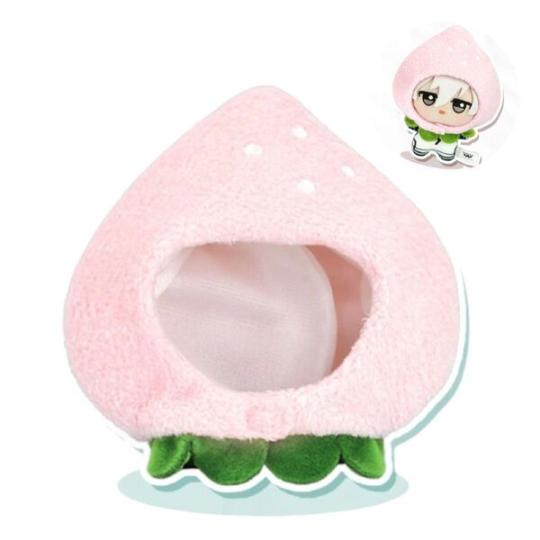 【白/桃色】白いちご 10cm ぬい服 着せ替え ぬいぐるみ 被り物 いちご レッド 可愛い 癒し マスコット