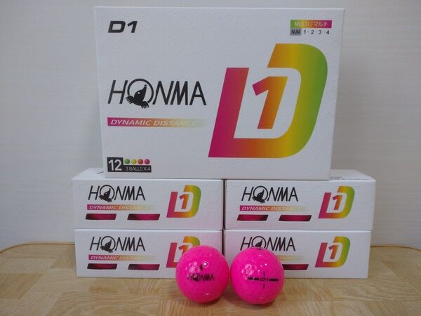 【新品】ホンマ D1 ピンク 1ダース 12球 2024年モデル HONMA ゴルフボール