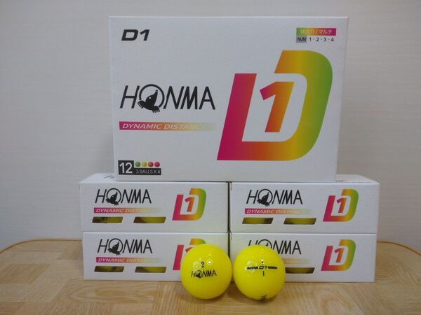 【新品】ホンマ D1 イエロー 1ダース 12球 2024年モデル HONMA ゴルフボール BT2401