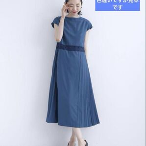 ⑨【F】merlot plus フレンチスリーブサイドプリーツワンピース 結婚式