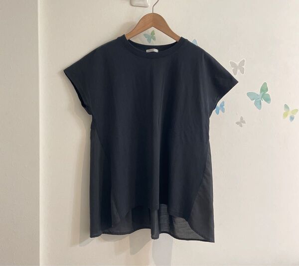 14【L】GLACIER 異素材 ドッキング Tシャツ ブラック