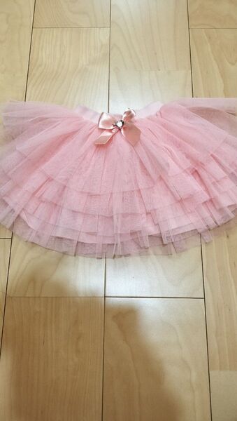 ピンク ティアード スカート リボン付き リボン 宝石 キラキラ 可愛い チュチュ レース パニエ 90 95 100 110