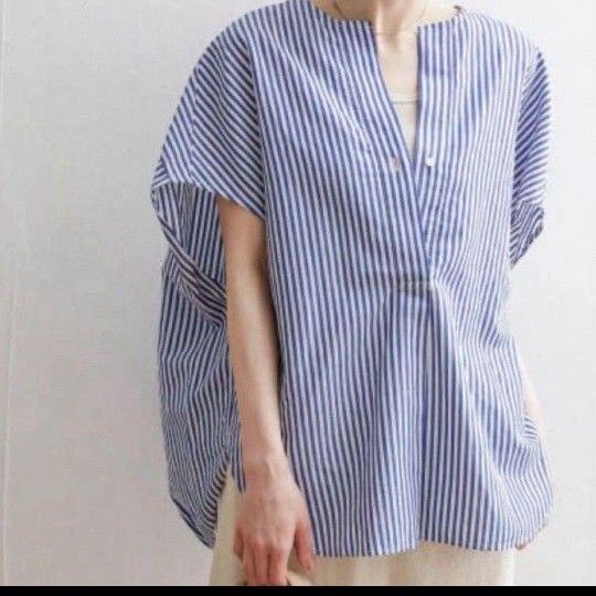 アーバンリサーチドアーズ シャツ 美品 コットン リネン ストライプ コクーン トップス