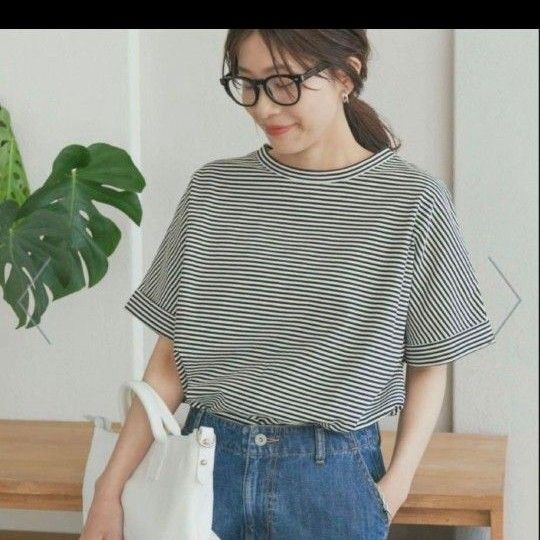 アーバンリサーチドアーズ USAコットンロールスリーブTシャツ ボーダー