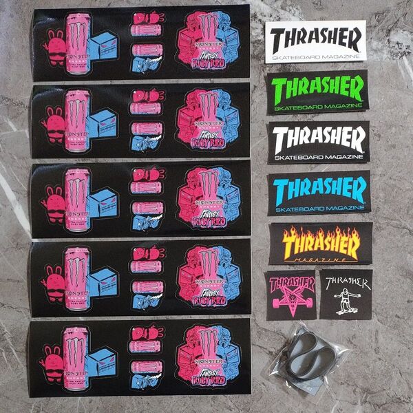 ◯モンスター THRASHER ステッカー全種類◯モンスターエナジー ステッカー5枚 シリコンリストバンド1個